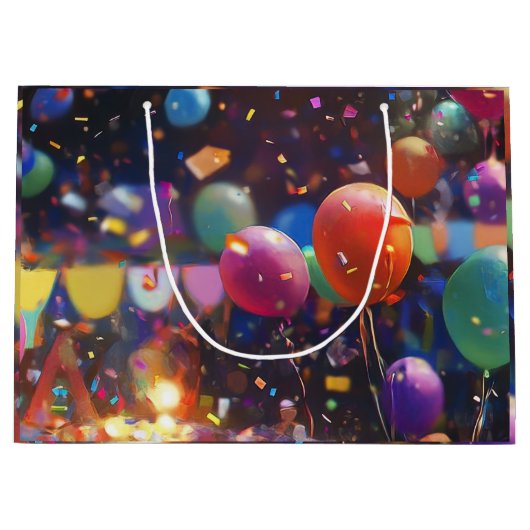 Verjaardag Ballon Gift Bag Groot Cadeauzakje (Voorkant)