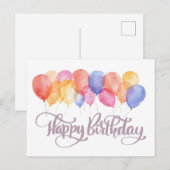 Verjaardag Ballonnen Aquarel Vakantie Briefkaart (Voorkant / Achterkant)
