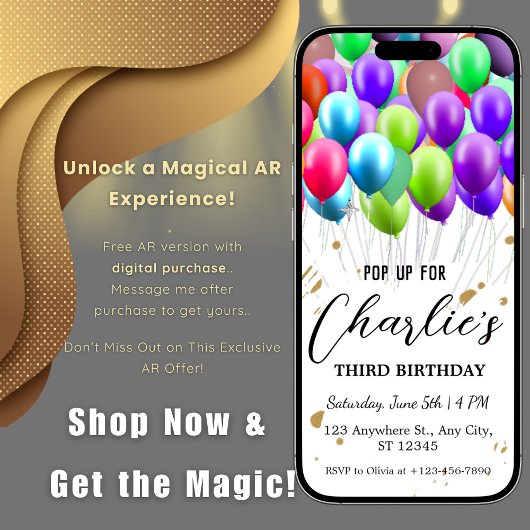 Verjaardag ballonnen met Augmented Reality AR Kaart