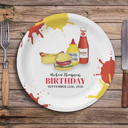 Verjaardag Barbeque Party Picknick Cookout Papieren Bordje