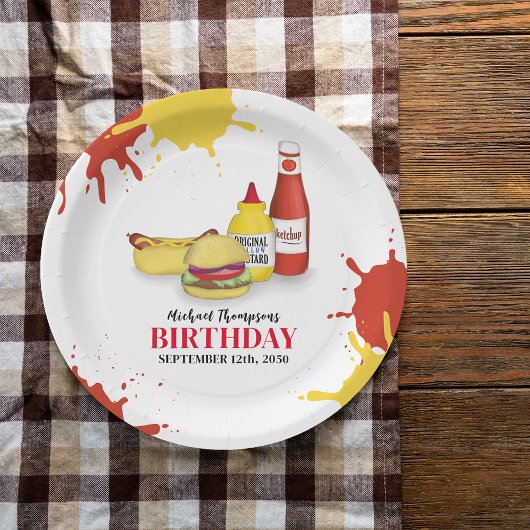 Verjaardag Barbeque Party Picknick Cookout Papieren Bordje