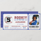 Verjaardag Baseball Ticket FOTO Uitnodiging (Voorkant / Achterkant)