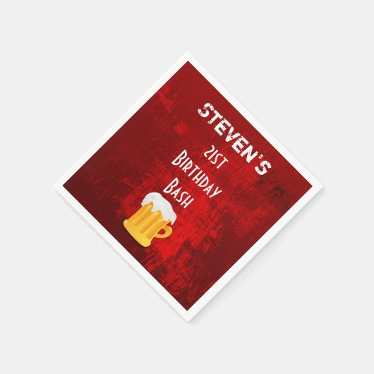 Verjaardag Bash Beer Mok op Grunge Red Abstract Servet (Hoek)