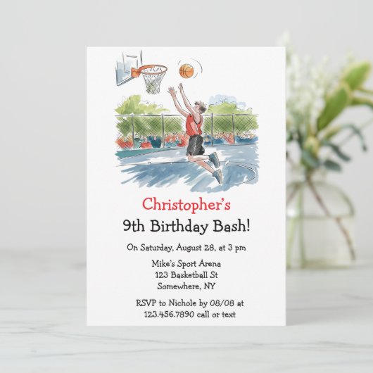 Verjaardag Bash: Hoops en Hype Kaart (Staand voorkant)