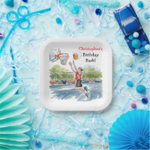Verjaardag Bash: Hoops en Hype Papieren Bordje