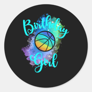Verjaardag basketbal meisje ronde sticker