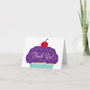 Verjaardag Bedankt Paarse Cupcake Kaart