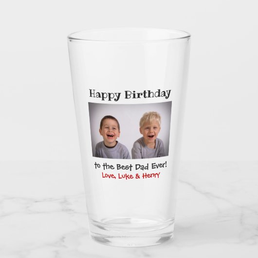 Verjaardag Beste Papa Ooit Kids Foto Bier Pint Glas (Voorkant)