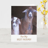 Verjaardag beste vriendin met schattige geiten kaart (Gele Bloem)