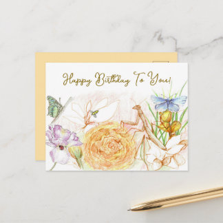 Verjaardag Bestuiver Tuin bidsprinkhaan Briefkaart