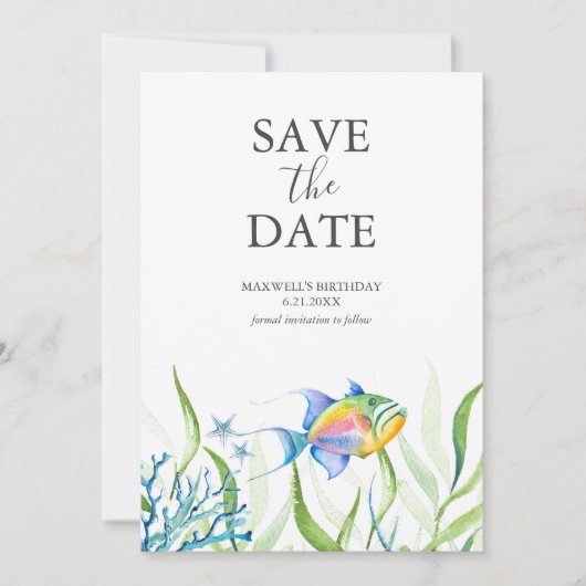 Verjaardag Bewaar de datumkaarten Vis Save The Date (Voorkant)
