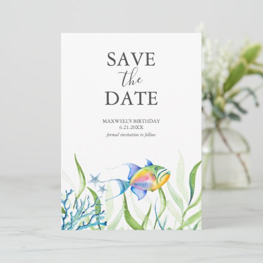 Verjaardag Bewaar de datumkaarten Vis Save The Date (Staand voorkant)