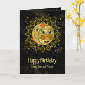Verjaardag, BFF, Vriend, ZON, MAAN, STERREN, Kaart (Gele Bloem)
