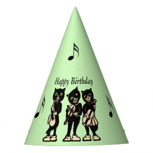 Verjaardag Black Cat Music Band Zwarte Muzieknoten Feesthoedjes
