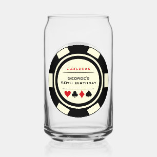 Verjaardag Black Cream Poker Chip Las Vegas thema Blikvorm Glas
