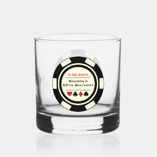Verjaardag Black Cream Poker Chip Las Vegas Thema Whisky Glas