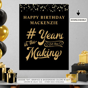 Verjaardag Black Gold Confetti Jaar in de maak Poster