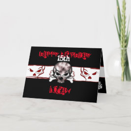 Verjaardag Black & Red Skull Kaart