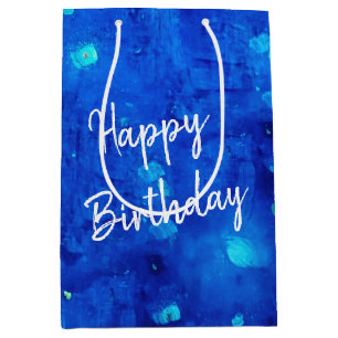 Verjaardag Blauw Neon Buitenruimte Medium Cadeauzakje