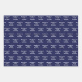 Verjaardag blauw wit naam script minimalist inpakpapier vel (Voorkant)