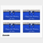 Verjaardag Blauwe Boog Zilveren Sequins Rechthoekige Sticker (Vel)