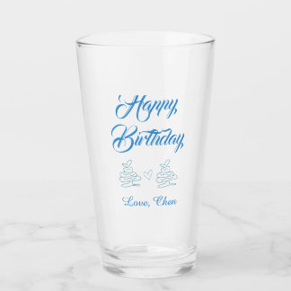 verjaardag blauwe cake hart naam liefde pastel  glas