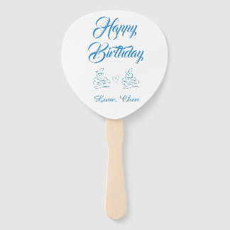 verjaardag blauwe cake hart naam liefde pastel  handwaaier