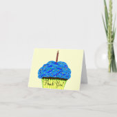 Verjaardag Blauwe Cupcake Dank u Bedankkaart (Voorkant)