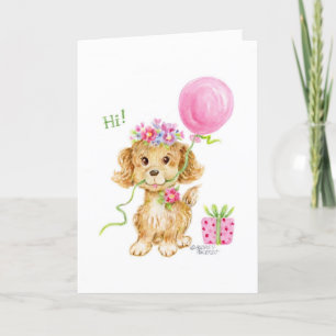 Verjaardag Bloem Puppy Dog Je bent zo lief Kaart