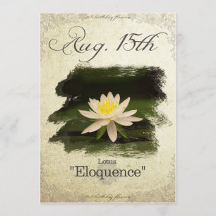 Verjaardag bloemen op 15 augustus "Lotus" Kaart