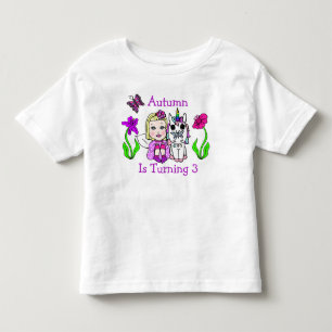 Verjaardag Blondine Fairy en Eenhoorn Leeftijd en Kinder Shirts