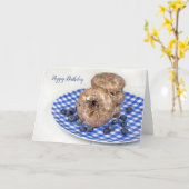 Verjaardag Blueberry Donuts Kaart (Gele Bloem)