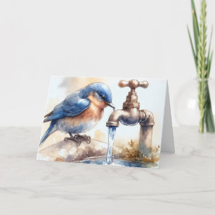 Verjaardag Bluebird in de Waterverf kunst Kaart