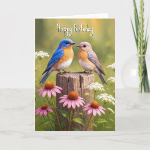 Verjaardag Bluebirds op een hek Post Kaart