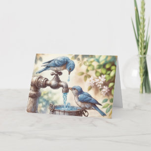 Verjaardag Bluebirds op een kraan Kaart