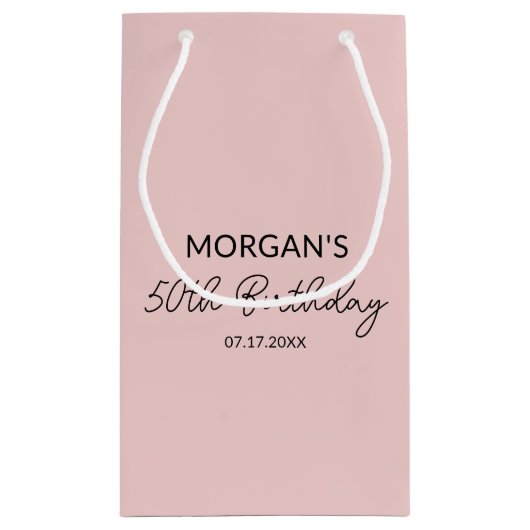 Verjaardag Blush Pink Monogram Naam Klein Cadeauzakje (Achterkant)