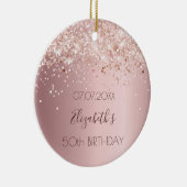 Verjaardag blush roze confetti naam keramisch ornament (Rechts)