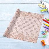 Verjaardag blush roze gouden glitters naam cadeaupapier
