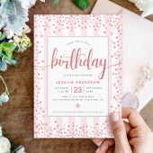 Verjaardag blush roze rose goud glitter script chi kaart