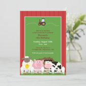 Verjaardag Boerderij Dieren Flat Uitnodiging (Staand voorkant)