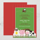 Verjaardag Boerderij Dieren Flat Uitnodiging (Voorkant / Achterkant)