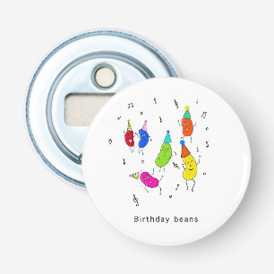 Verjaardag bonen flesopener, schattige verjaardag button flesopener