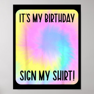 Verjaardag bord shirt Tie Dye Kleurrijk Feest Poster