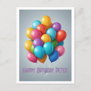 Verjaardag bos ballonnen feestje briefkaart
