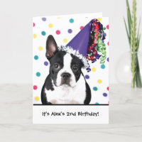 Verjaardag Boston Terrier Aanpasbare uitnodigingen