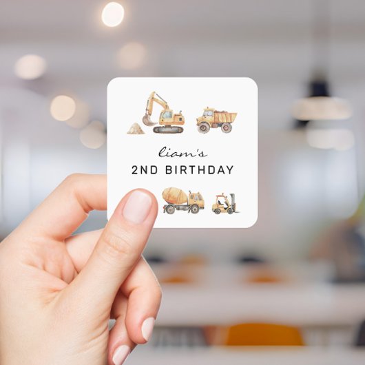 Verjaardag Bouwauto Modern Minimaal Vierkante Sticker