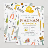 Verjaardag bouwgereedschap kaart (Voorkant / Achterkant)