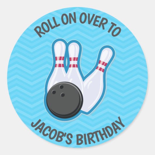 Verjaardag Bowling Party Roll Over Sticker (Voorkant)