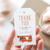 Verjaardag brandweerwagen cadeaulabel