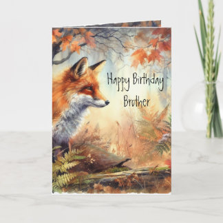 Verjaardag Broer Vos Bos Wilde Dieren Kunst Kaart